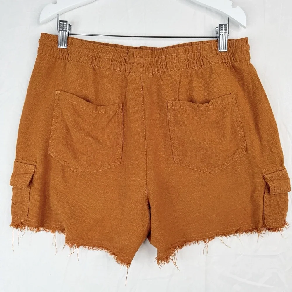 A.n.a Womens SZ- Medium Pull On Shorts Orange Pockets Drawstring (Fits 30X3.5)